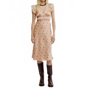 NEW FREE PEOPLE bali belle midi dress in soft pink